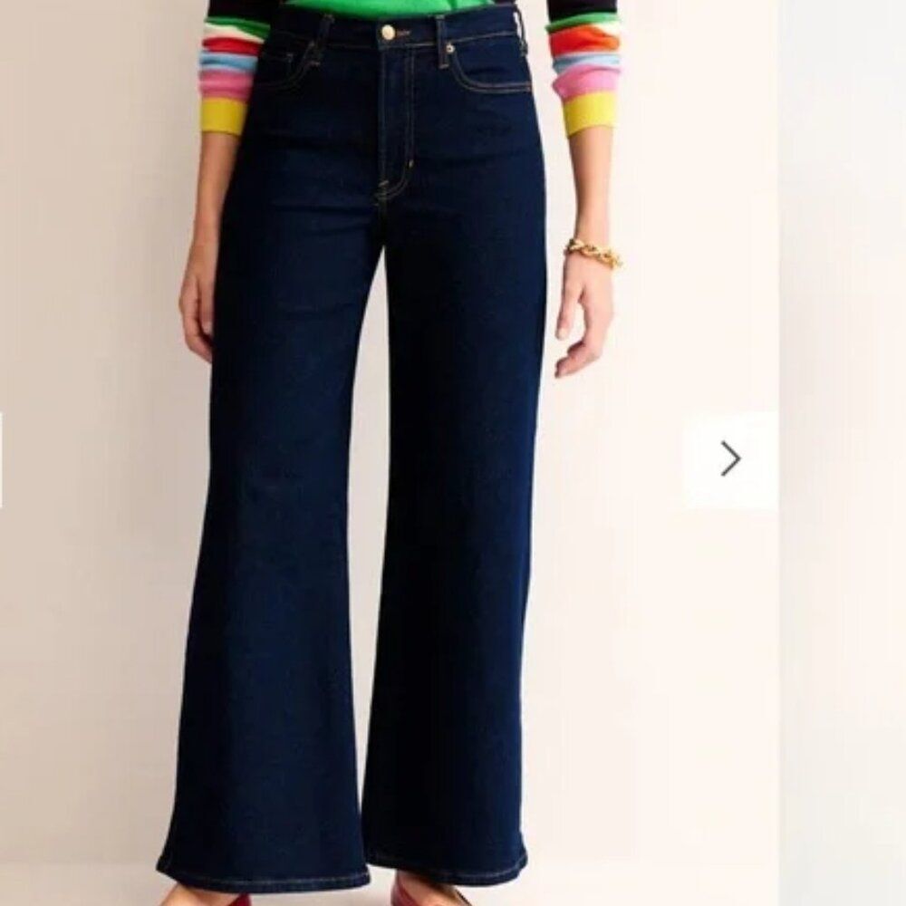 Boden High Rise Wide Leg Jeans Size 27x30 Dark Wash